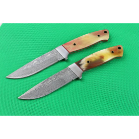 Ox horn handle material hilt Damascus blade fixed straight knife UD402137